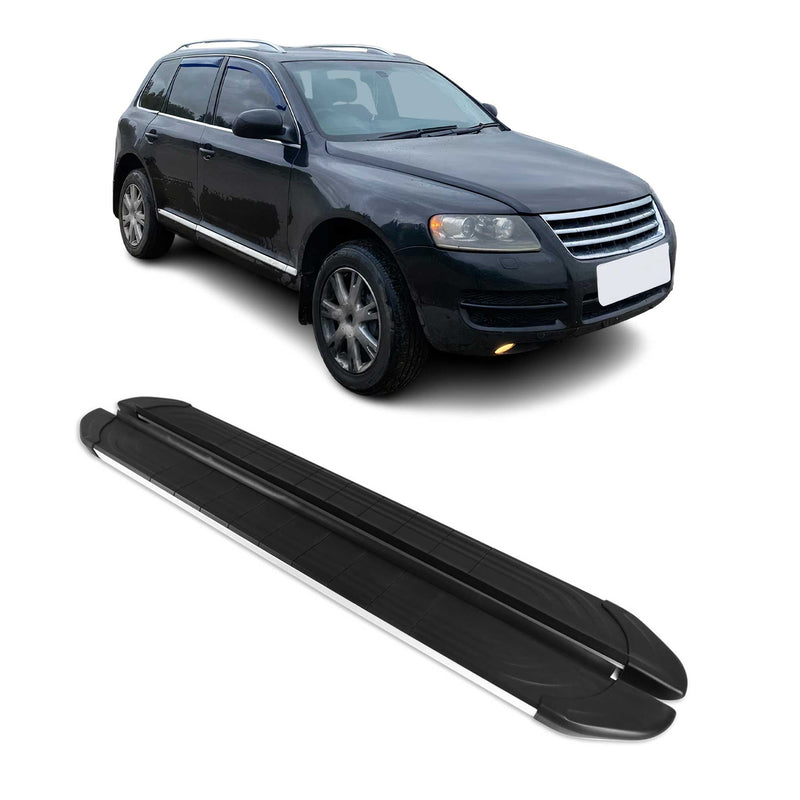 Marchepieds Latéraux pédale pour VW Touareg 2003-2010 Aluminium Gris Noir 2Pcs