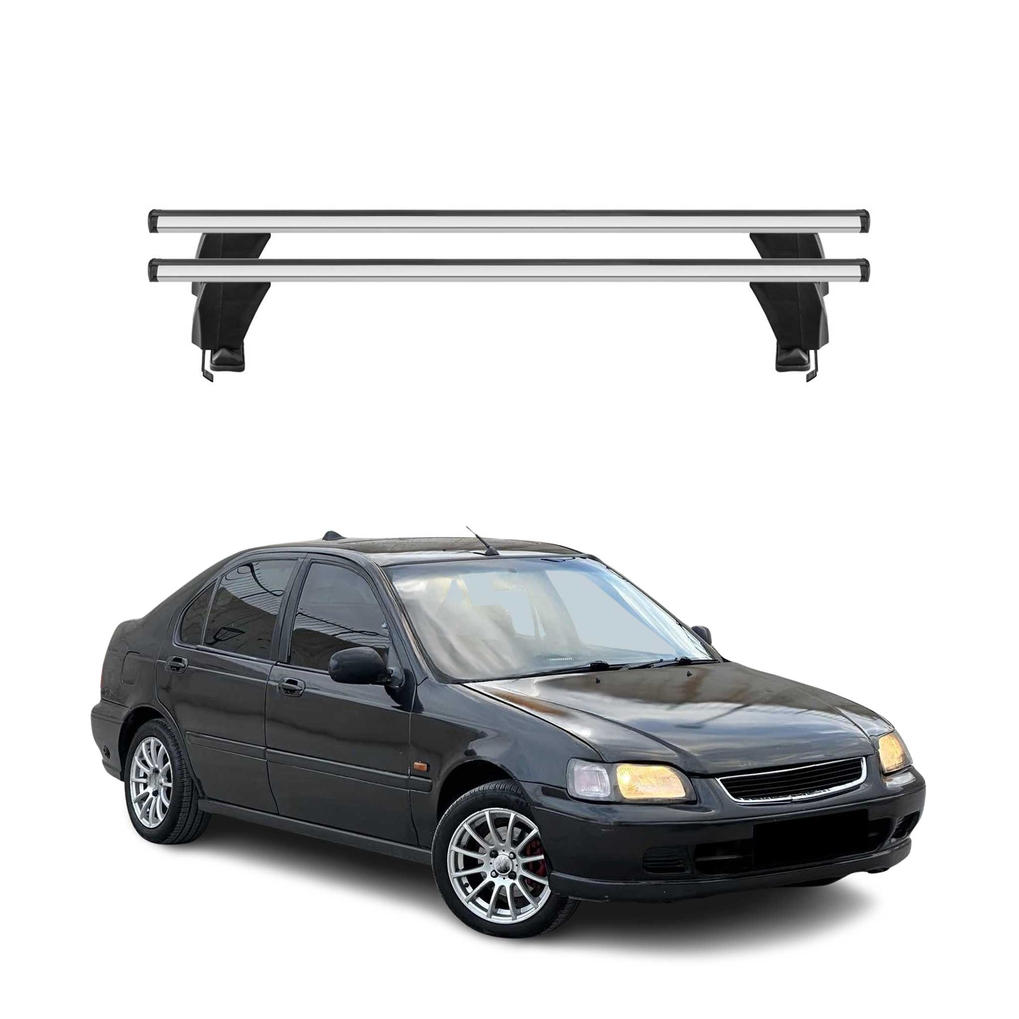 Menabo Barres de toit Transversales pour Honda Civic VI HB 1996-2001 Alu Gris