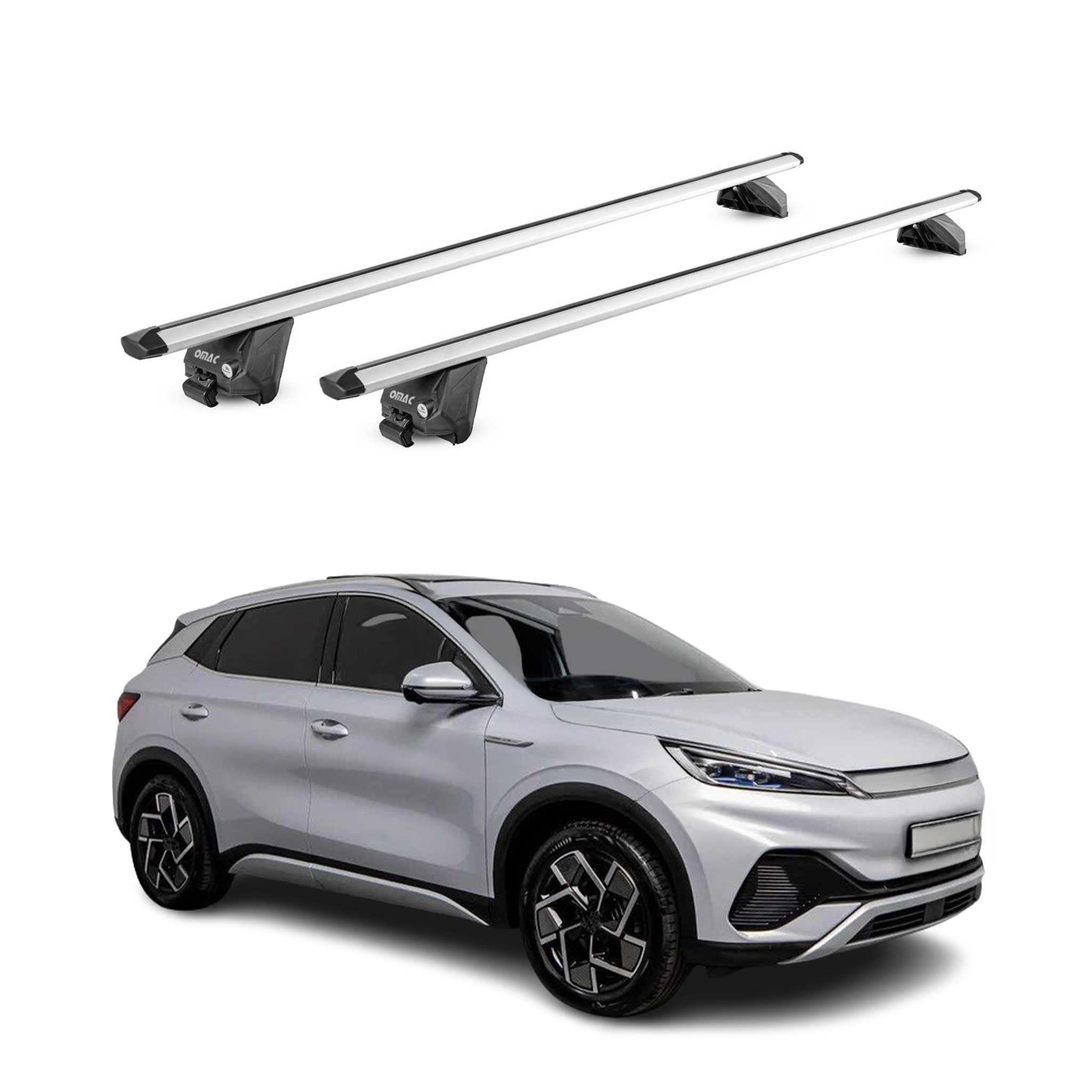 Barres de toit transversales pour BYD Atto 3 2023-2026 Alu Gris Argenté 2x ABE