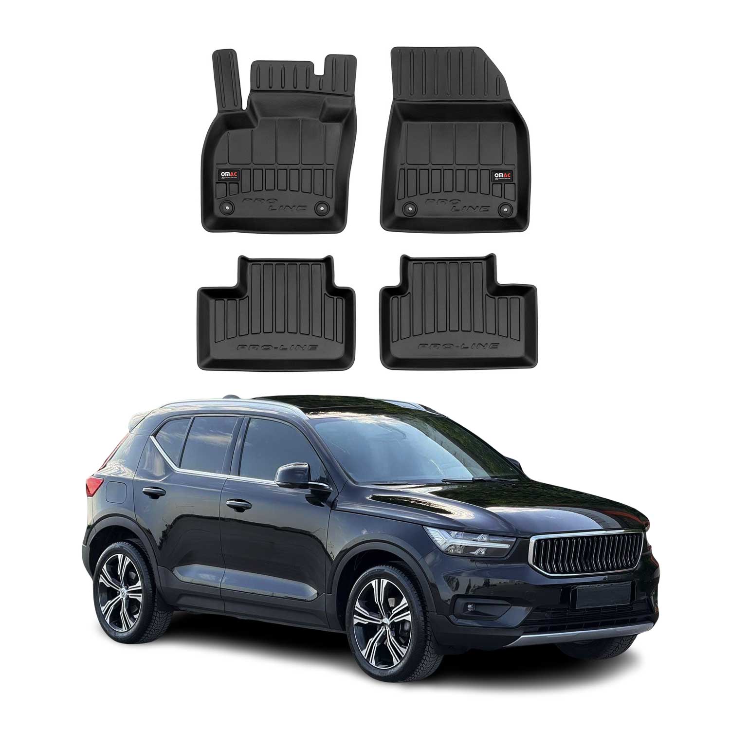 OMAC Tapis de sol en caoutchouc pour Volvo XC40 2017-2024 Noir Premium