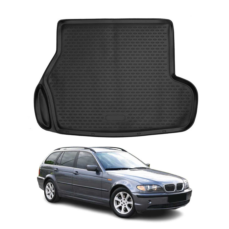 OMAC Tapis de coffre pour BMW Série 3 E46 Break 1999-2007 caoutchouc TPE Noir