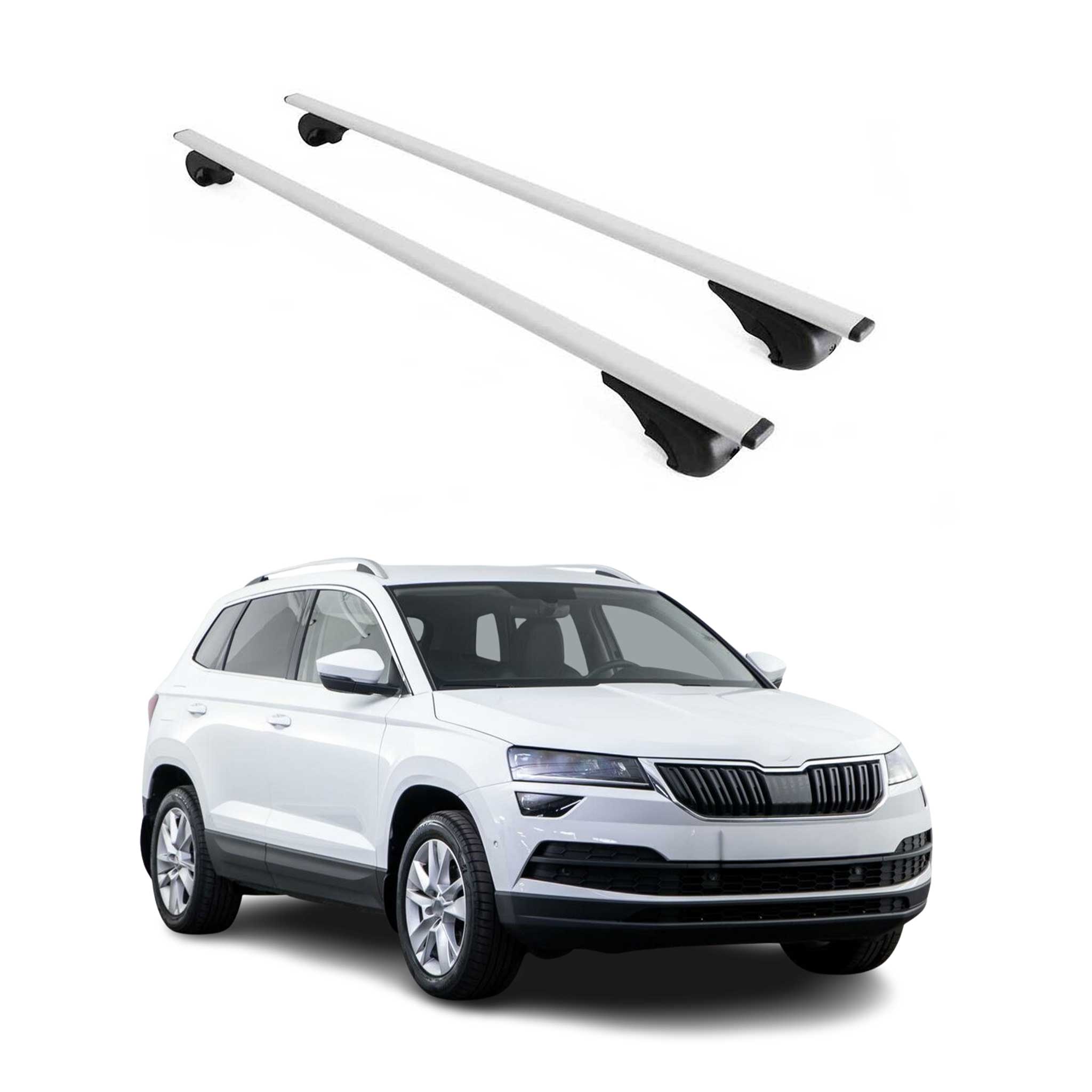 Barres de toit Transversales pour Skoda Karoq 2017-2026 Fer Argent