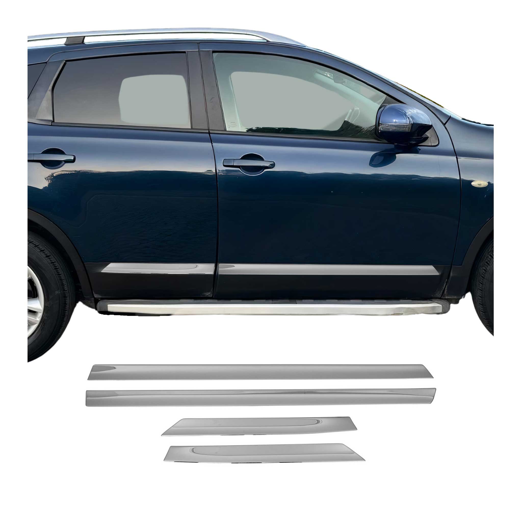 Garniture Baguette de porte latérale pour Nissan Qashqai 2006-2014 inox 4Pcs