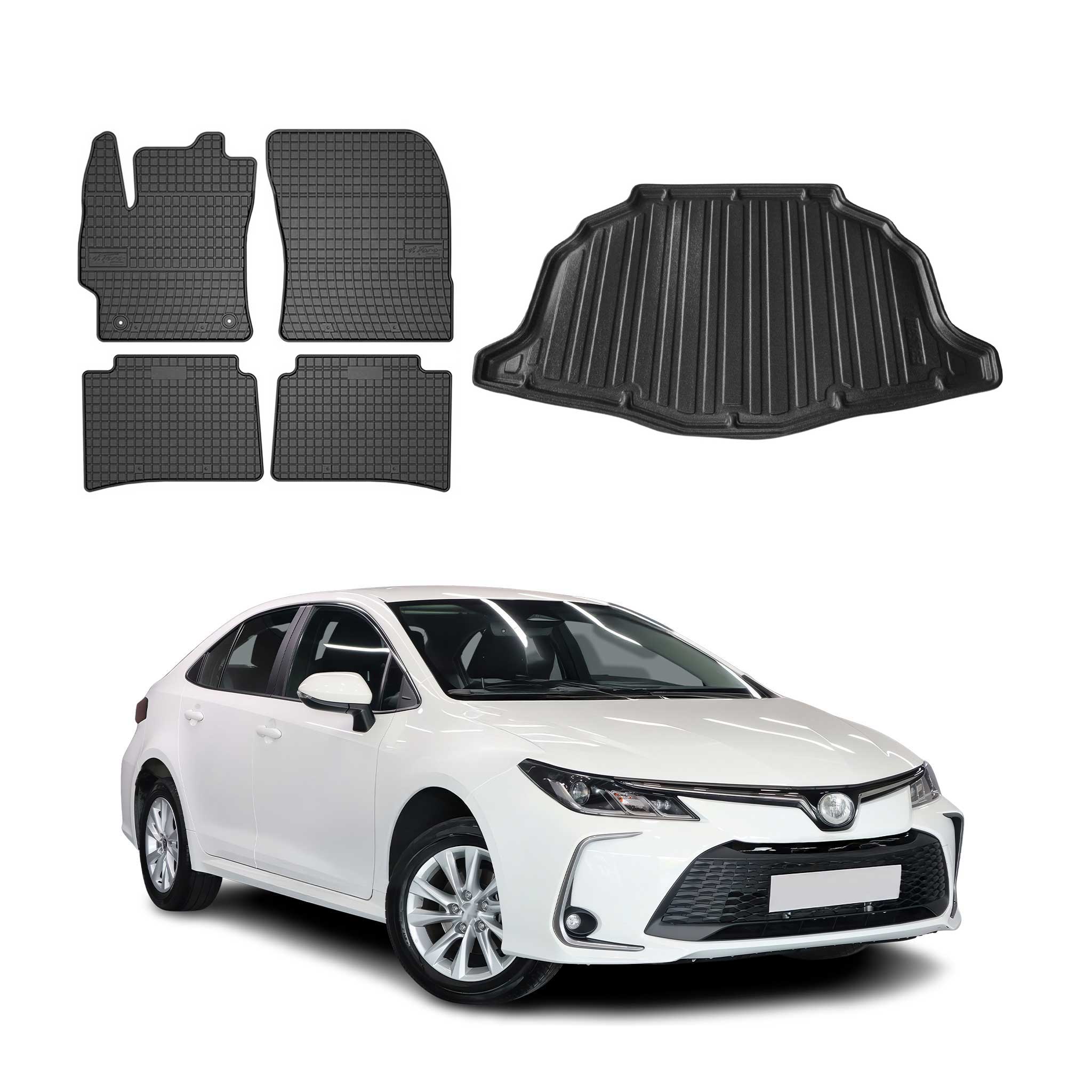 Kit Tapis de sol et coffre pour Toyota Corolla HB Hybrid 2019-2026 TPE Noir