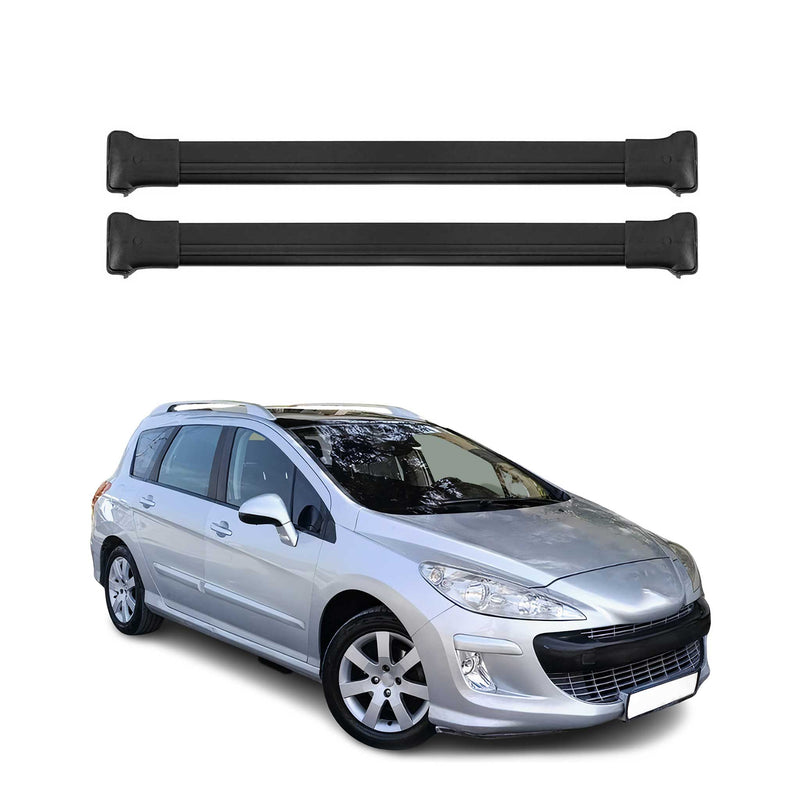 Barres de toit transversales pour Peugeot 308 2008-2014 Aluminium Noir