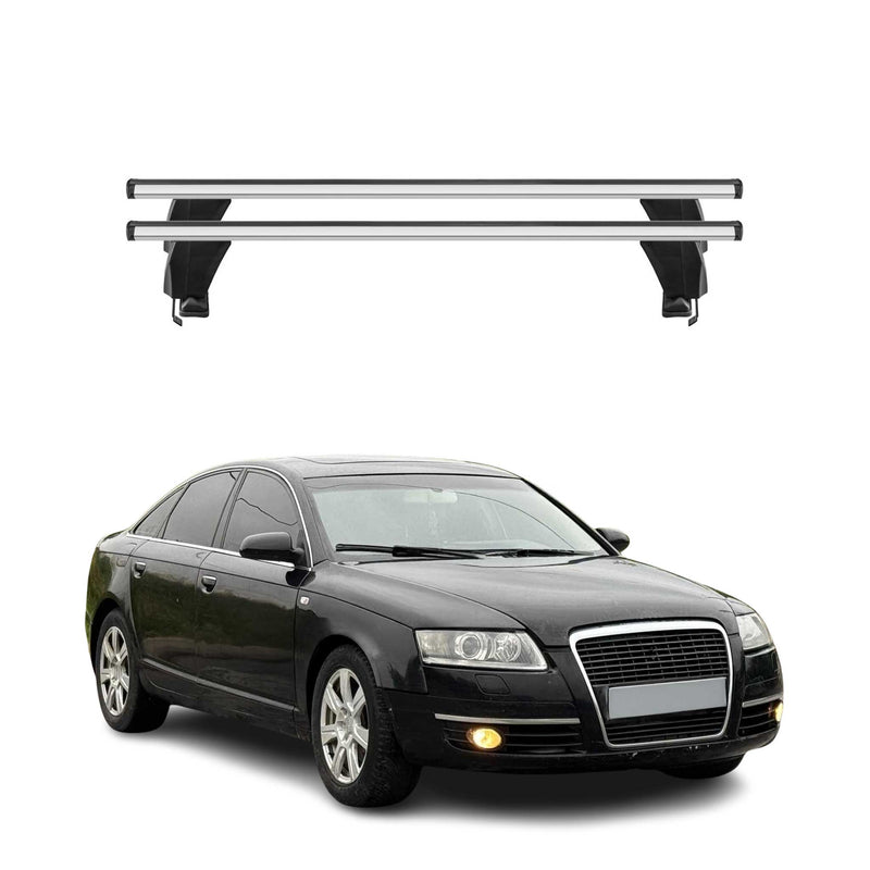 Menabo Barres de toit transversales pour Audi A6 C6 Berline 2004-2011 Alu Gris
