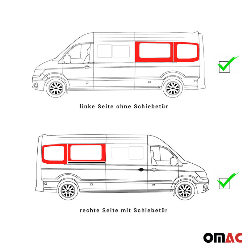 Set Vitre de fenêtre latérale pour VW Crafter 2018-2023 L3 Long Gauche