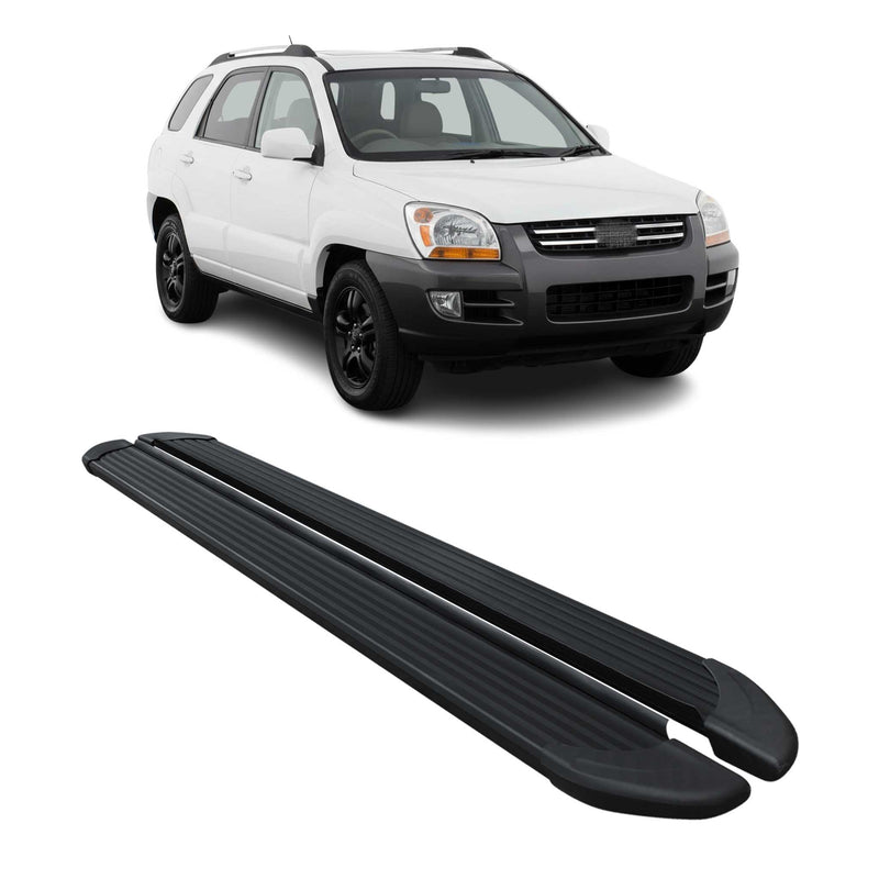 Marchepieds Latéraux pédale pour Kia Sportage 2004-2010 Noir Aluminium 2Pcs