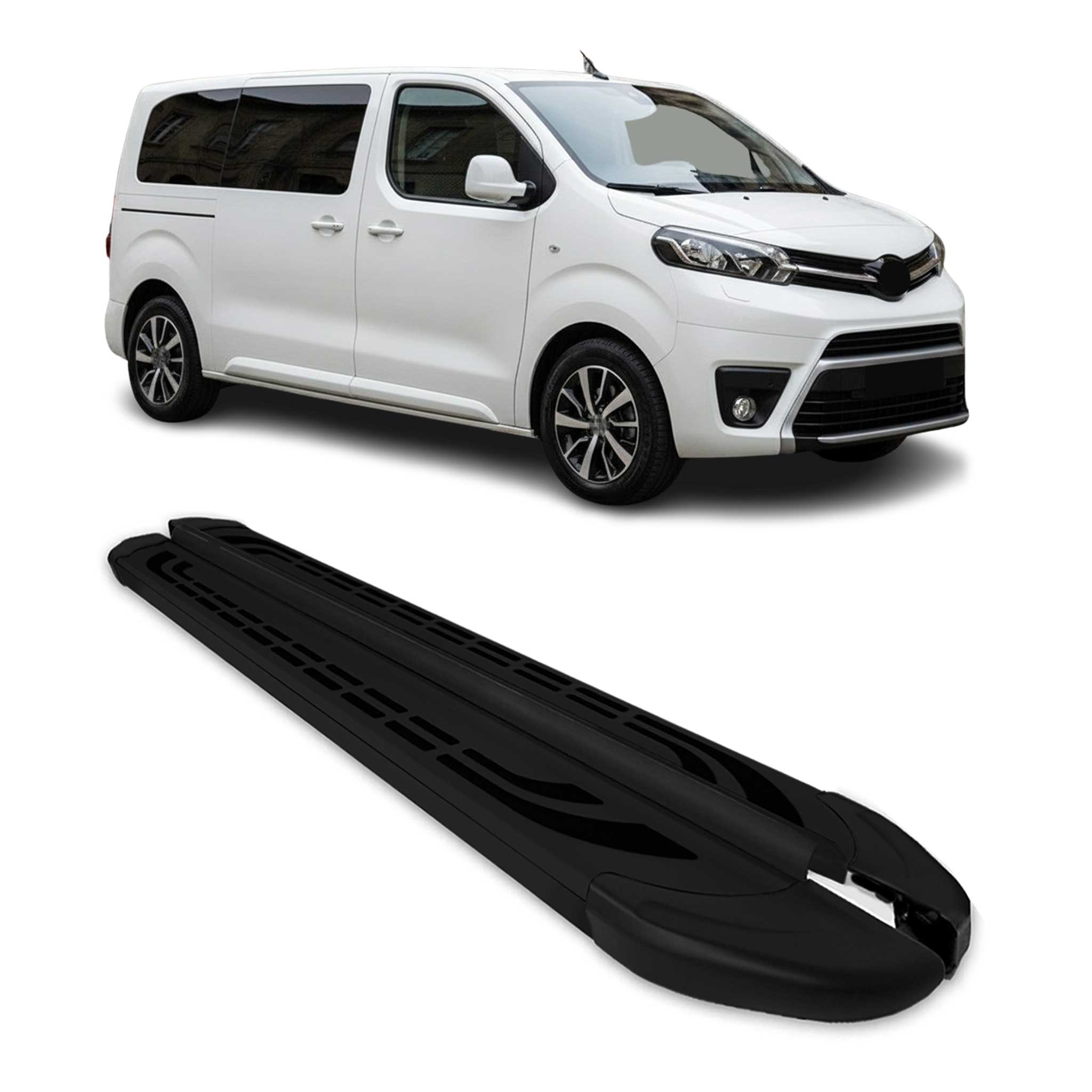 Marchepieds Latéraux pour Toyota Proace 2016-2026 Aluminium Noir L1 Court 2Pcs