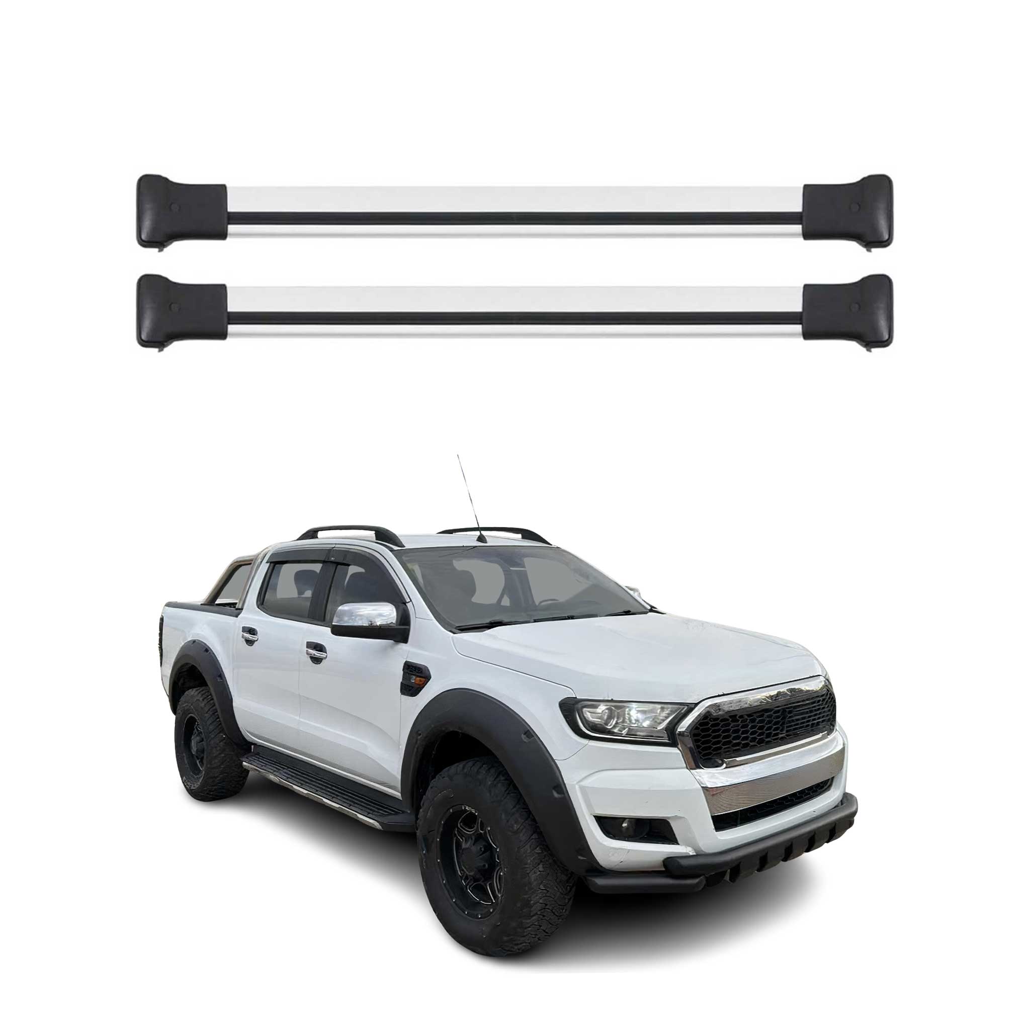 Barres de toit transversales pour Ford Ranger 2011-2022 Aluminium Gris 2Pcs