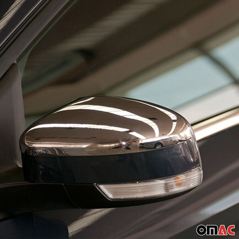 Coques de Rétroviseurs pour Ford Focus II 2006-2010 en Acier Chromé Argent