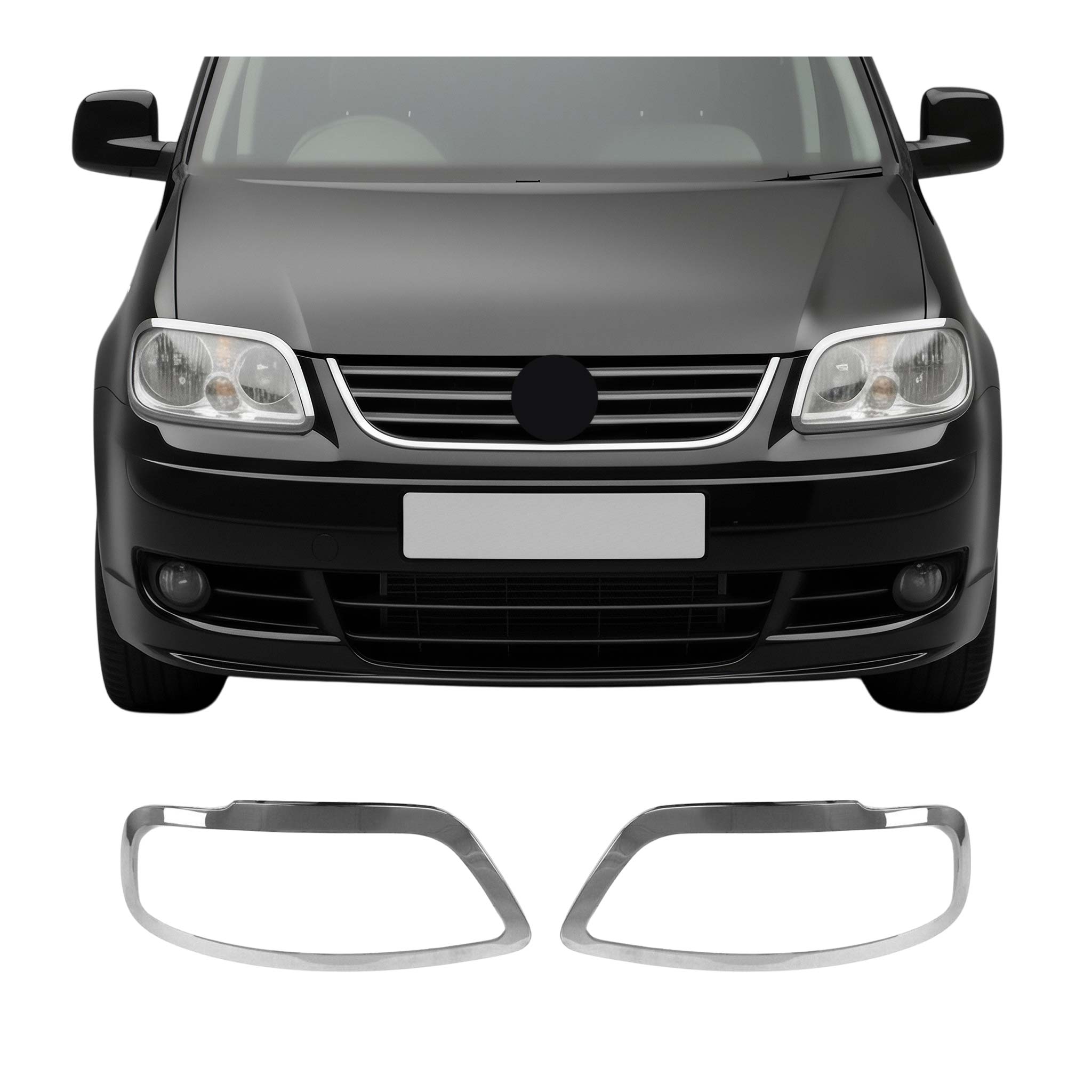 Cadre phare avant pour VW Caddy 2003-2010 en acier inox Chromé