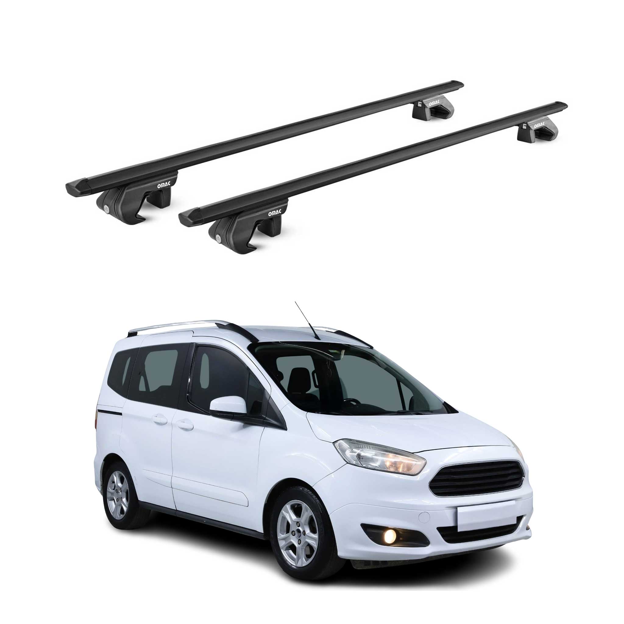 Barres de toit transversales pour Ford Courier Tourneo 2013-2023 Alu Noir 2x ABE