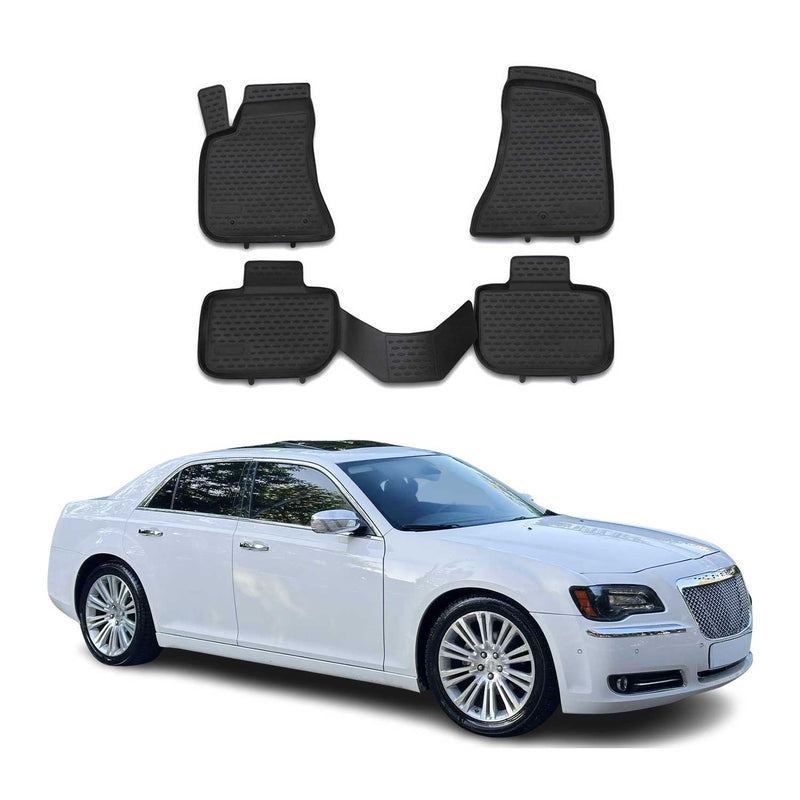Tapis de sol pour Chrysler 300C 2012-2024 RWD caoutchouc 3D Noir 4Pcs