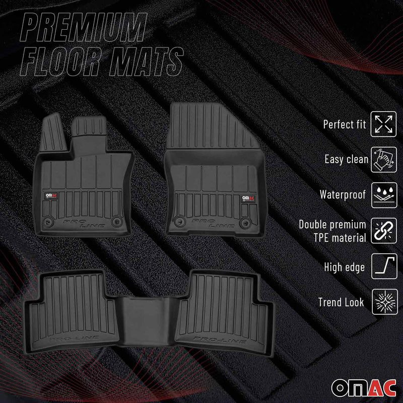 OMAC Tapis de sol en caoutchouc pour Ford Mustang Coupé 2015-2025 Noir Premium