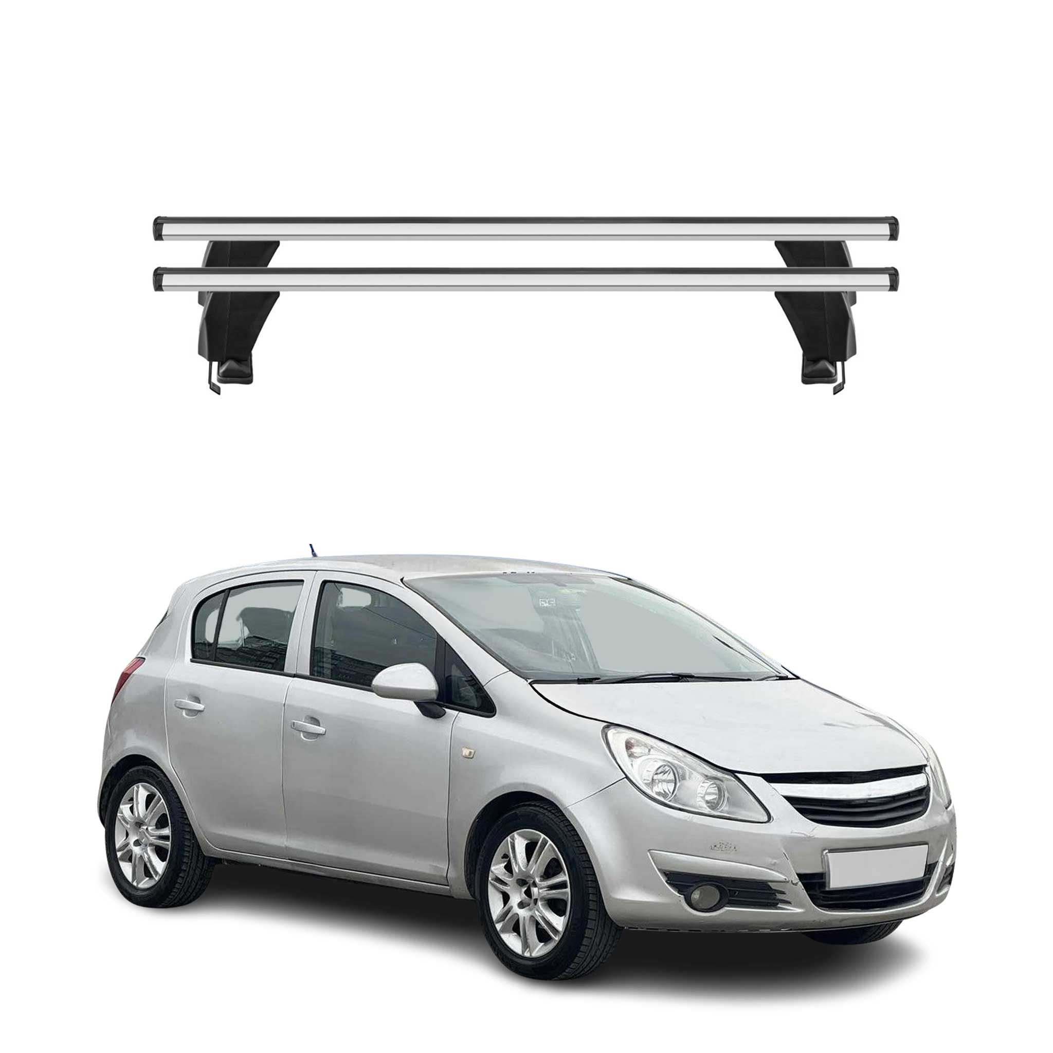 Menabo Barres de toit Transversales pour Opel Corsa 2006-2010 Alu Gris