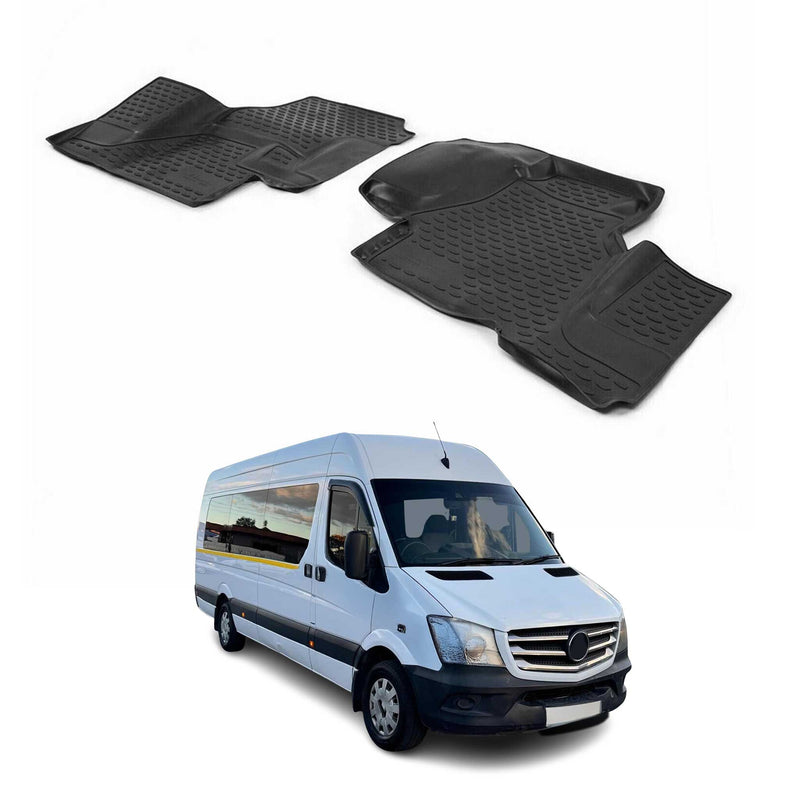 Tapis de sol pour Mercedes Sprinter W906 2013-2018 en caoutchouc TPE 3D Noir 2x