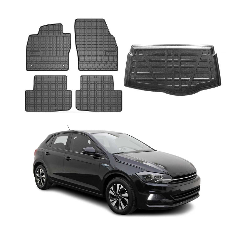Kit Tapis de sol et coffre pour VW Polo 2017-2021 Noir TPE