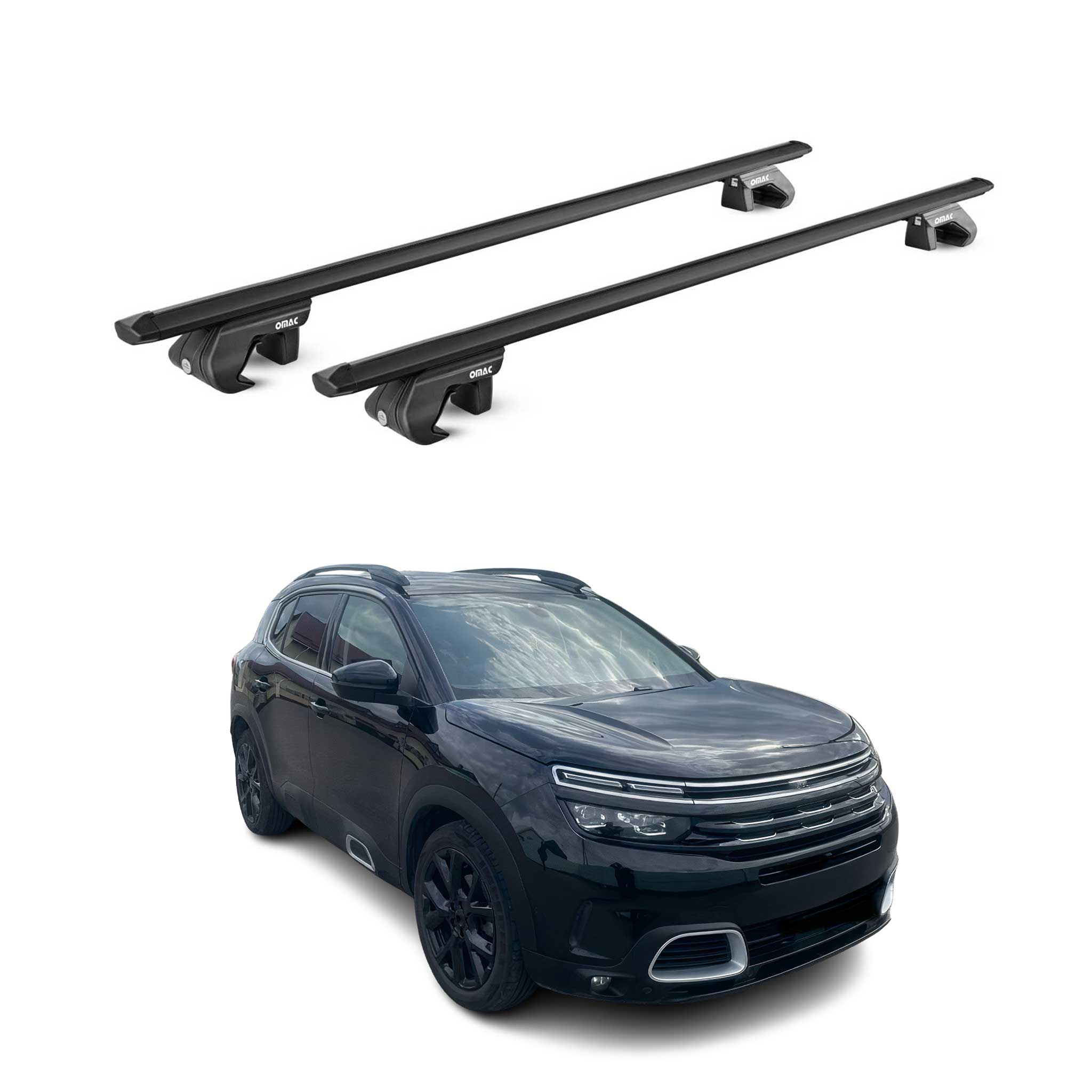 Barres de toit transversales pour Citroen C5 Aircross 2018-2025 Noir 2x ABE