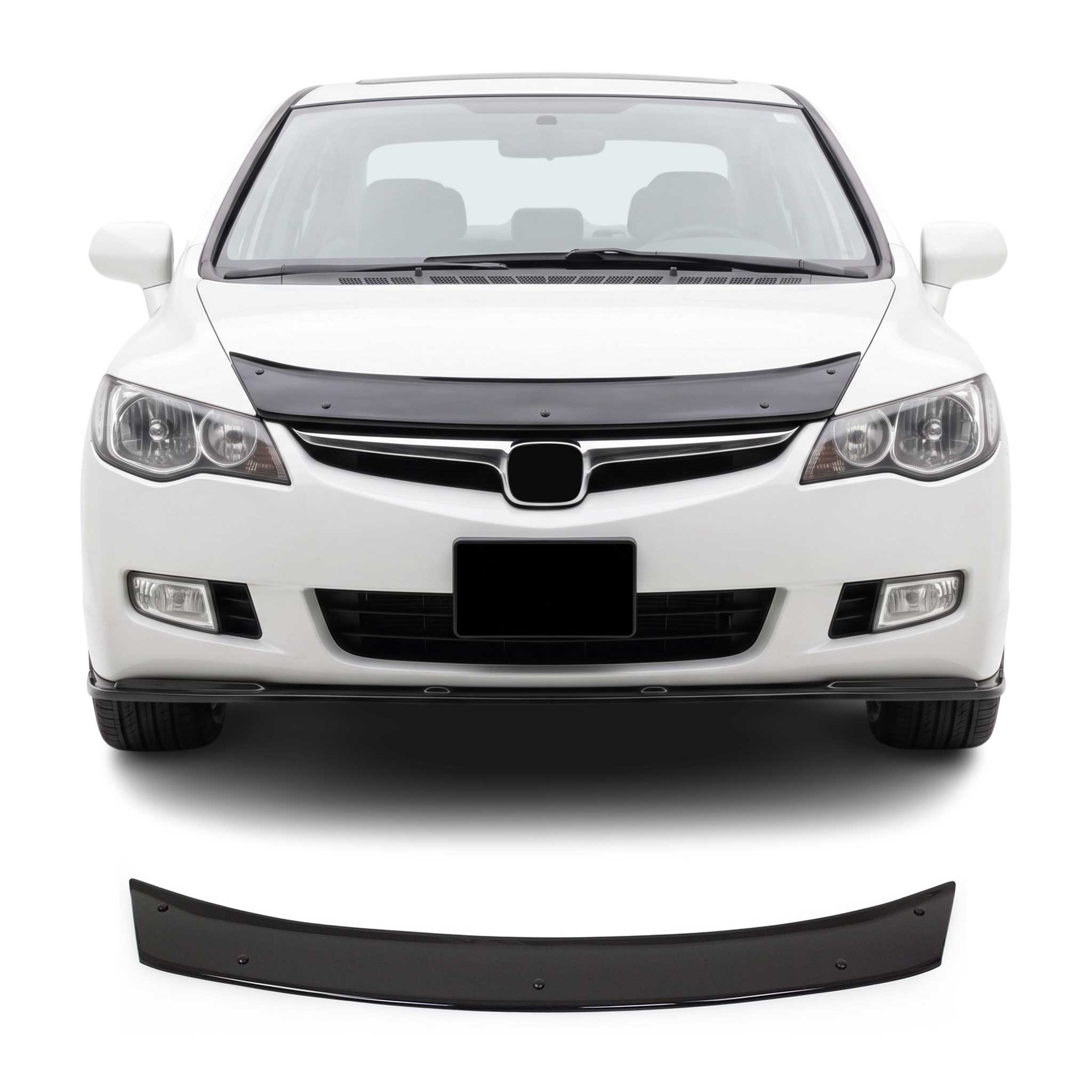 Deflecteurs d'air capot de voiture pour Honda Civic 2006-2011 Acrylique Noir