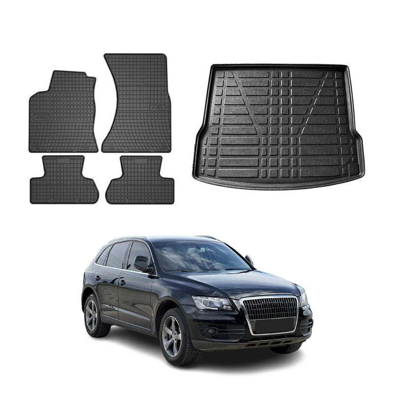 Kit Tapis de sol et coffre pour Audi Q5 8RB 2008-2017 Noir TPE