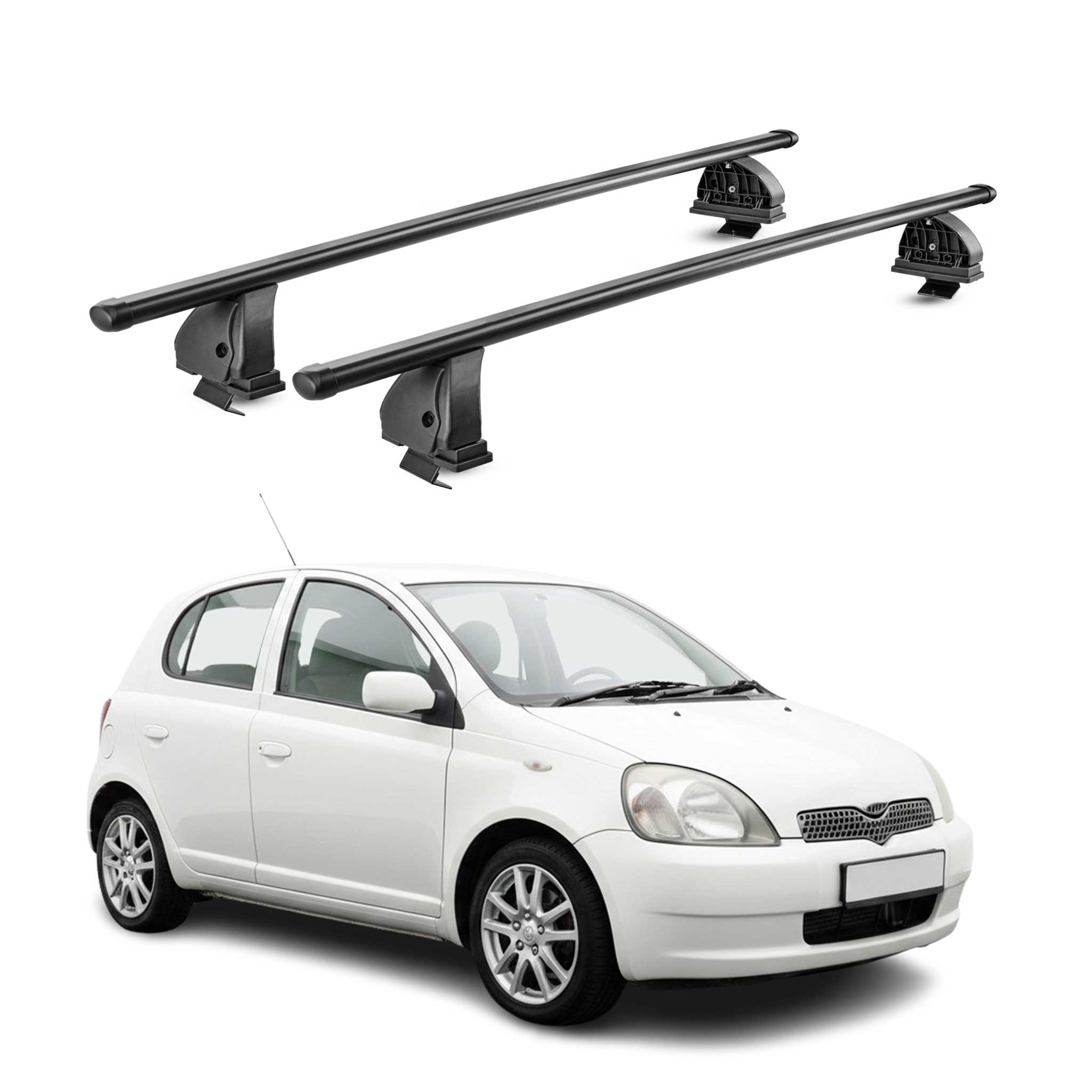 Barres de toit transversales acier pour Toyota Yaris I HB 1999-2005 TÜV Noir 2x