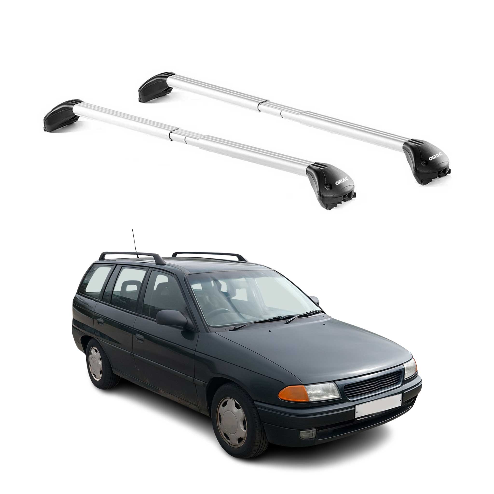Barres de toit pour Opel Astra F G Wagon 1991-2004 Gris Argenté 2 pièces ABE