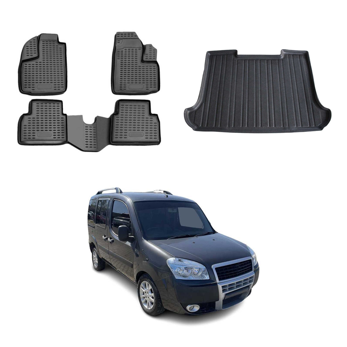 OMAC Kit Tapis de Sol et Coffre pour Fiat Doblo Court 2000-2010