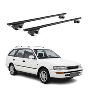 Barres de toit ABE pour Toyota Corolla mk8 Break 2000-2002 Facelift Alu Noir 2x