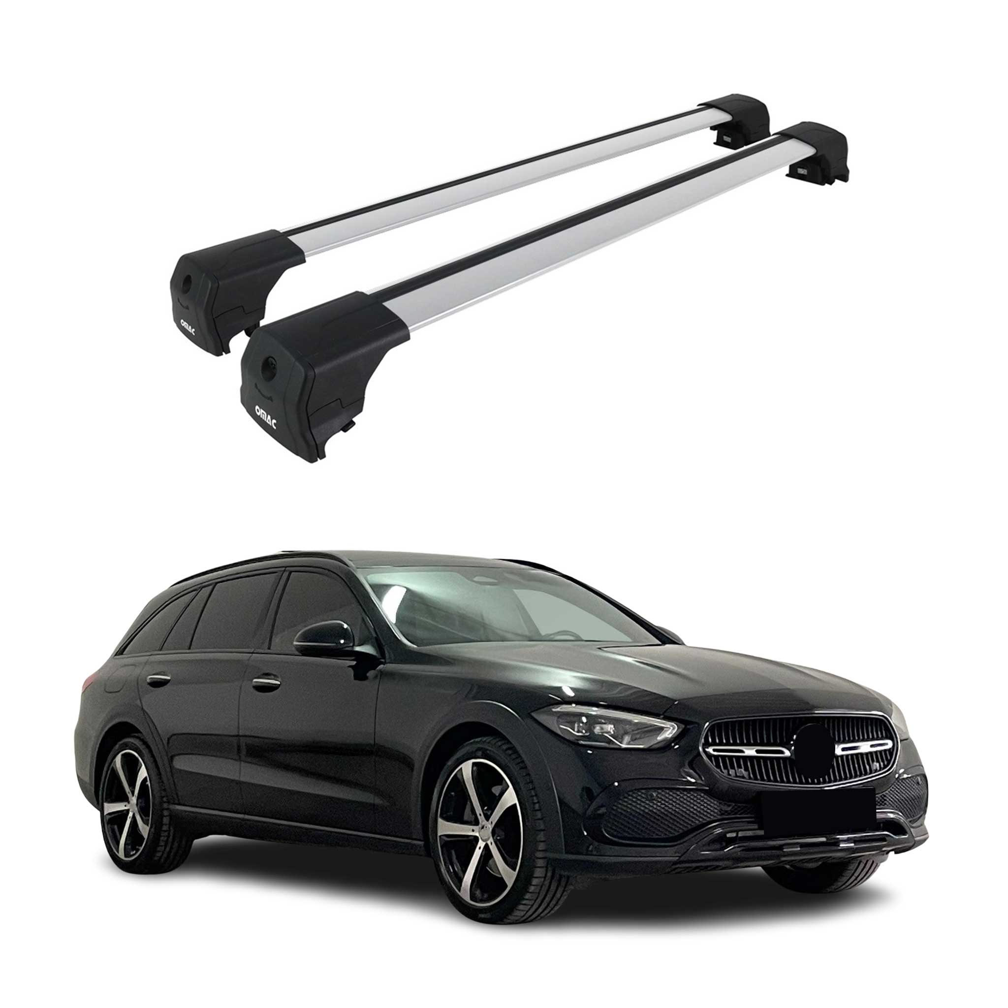 Barres De Toit Transversales pour Mercedes Classe C S206 2021-2026 Alu Gris 2Pcs