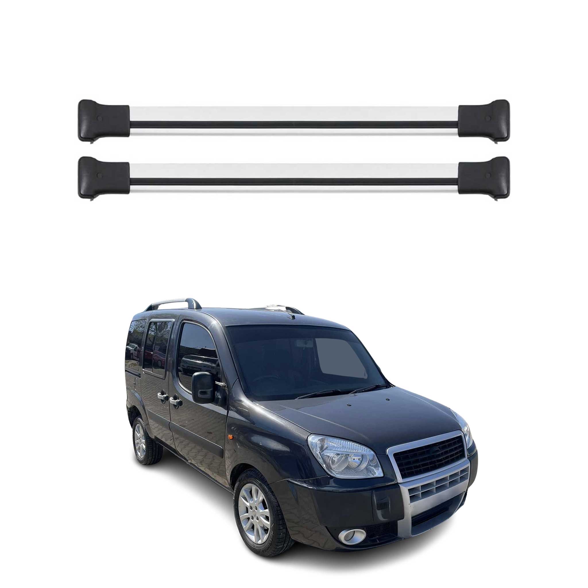 Barres de toit transversales pour Fiat Doblo 2000-2010 Aluminium Gris 2x