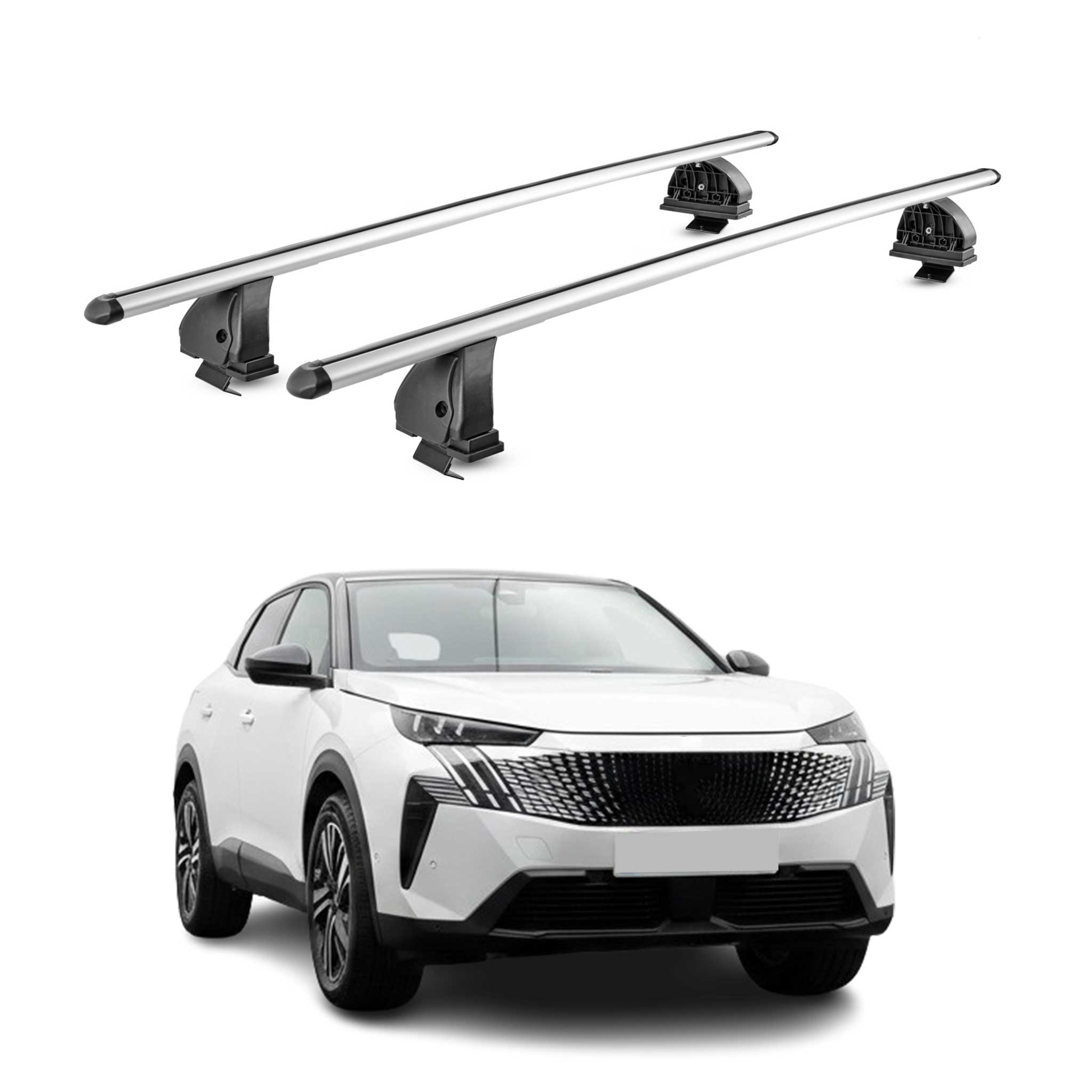 Barres de toit transversales Alu pour Peugeot 3008 III 2024-2026 TÜV Gris 2Pcs