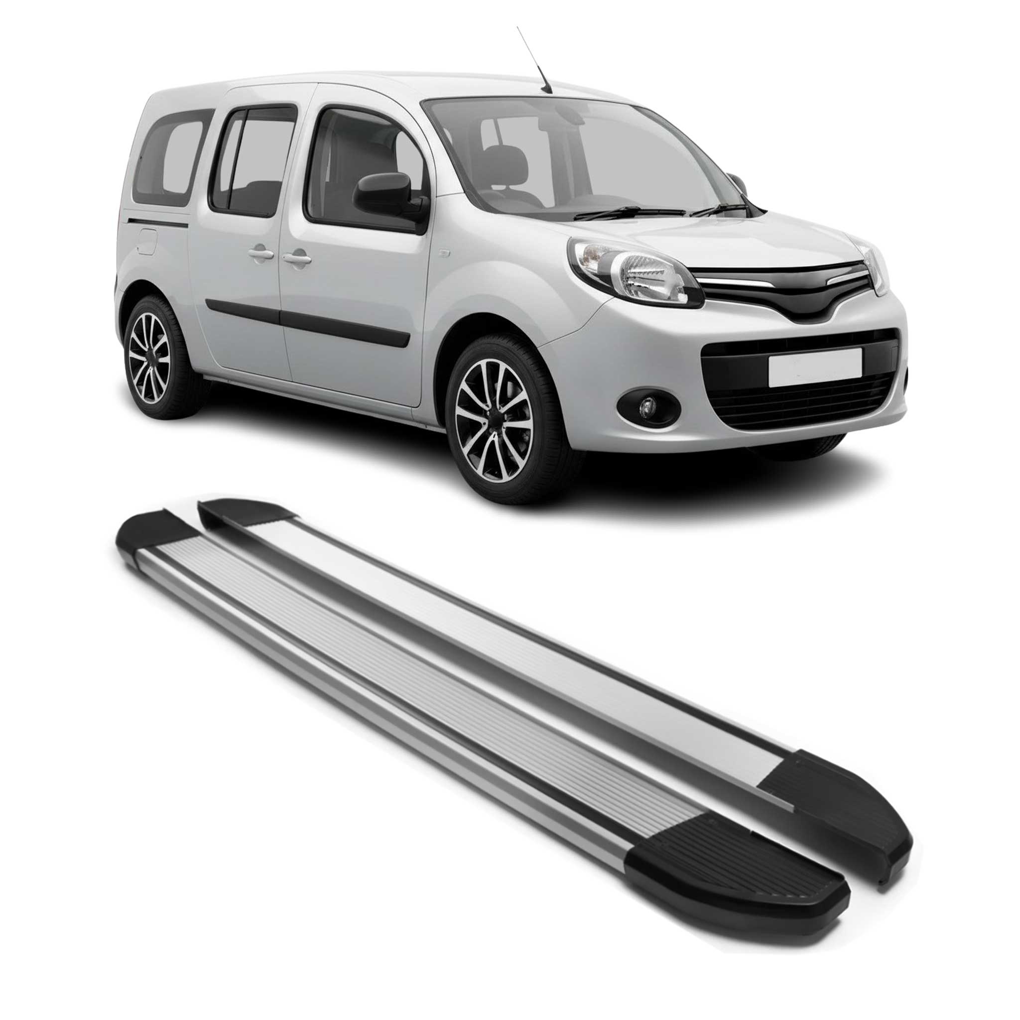 Marchepieds Latéraux pour Renault Kangoo 2008-2021 Argent Aluminium 2Pcs
