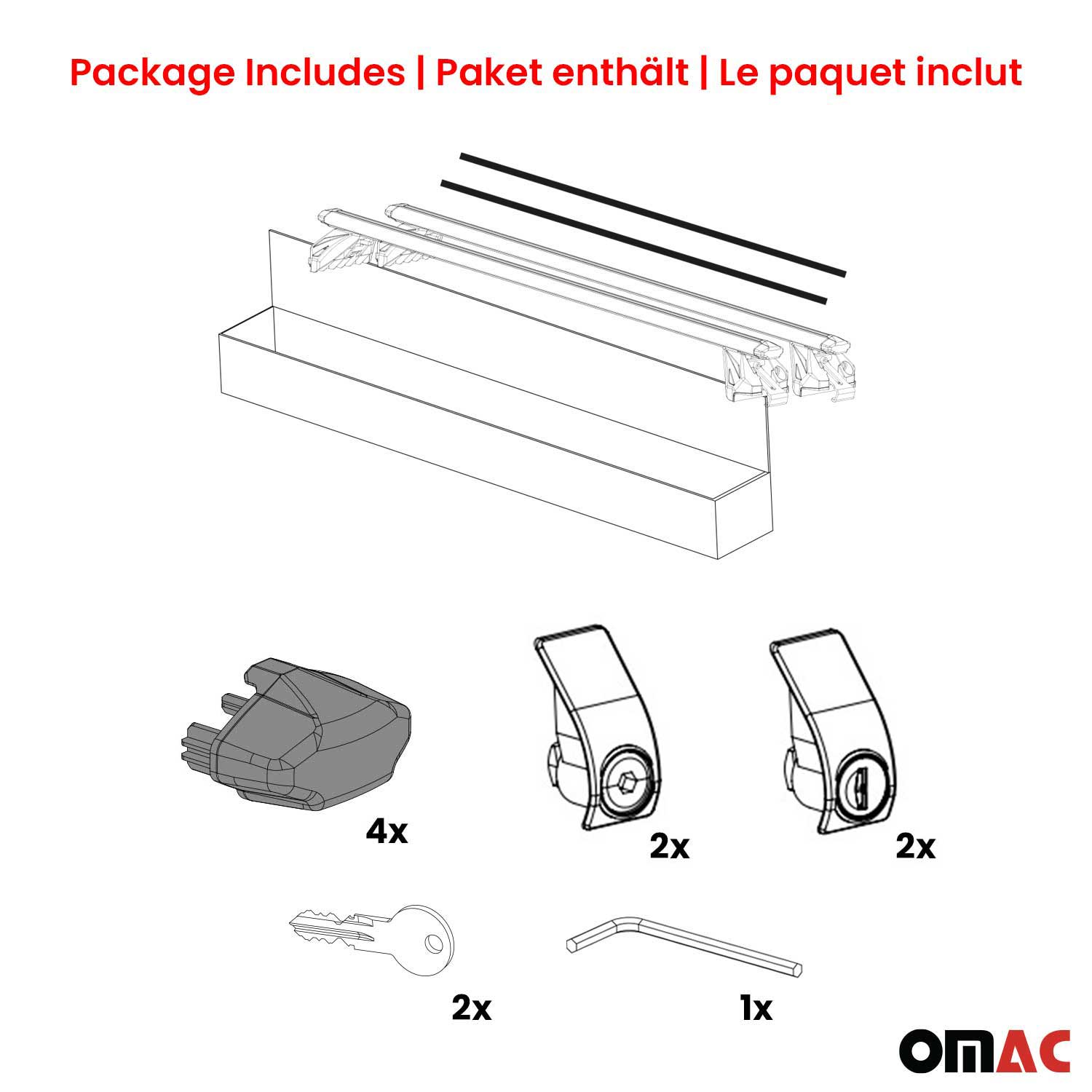 Barres de toit ABE pour Toyota Land Cruiser 125 155 2003-2021 3 P Alu Gris 2x