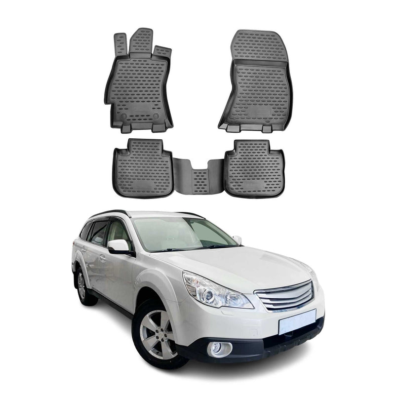 Tapis de sol pour Subaru Outback 2010-2014 en caoutchouc TPE 3D Noir 4Pcs