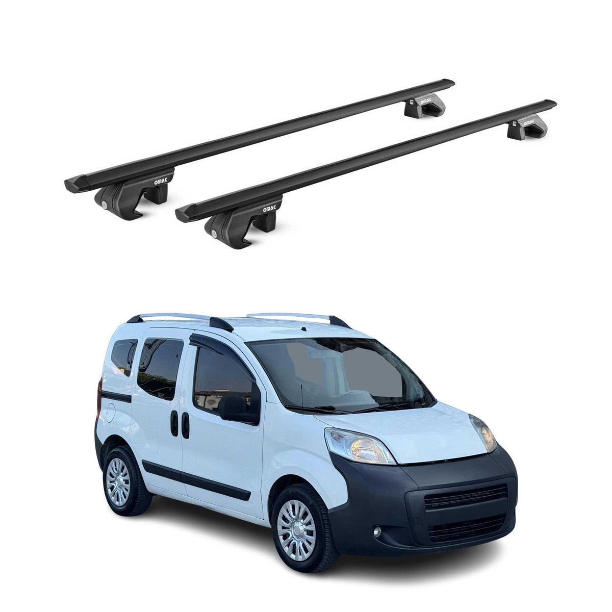Barres de toit transversales ABE pour Peugeot Bipper 2007-2016 3-5 P Alu Noir 2x