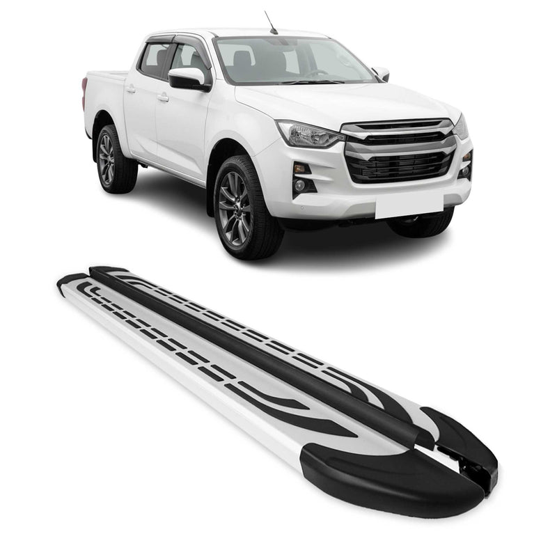 2019-2025 Isuzu D-max III Marchepieds Latéraux pédale Aluminium Gris 2Pcs