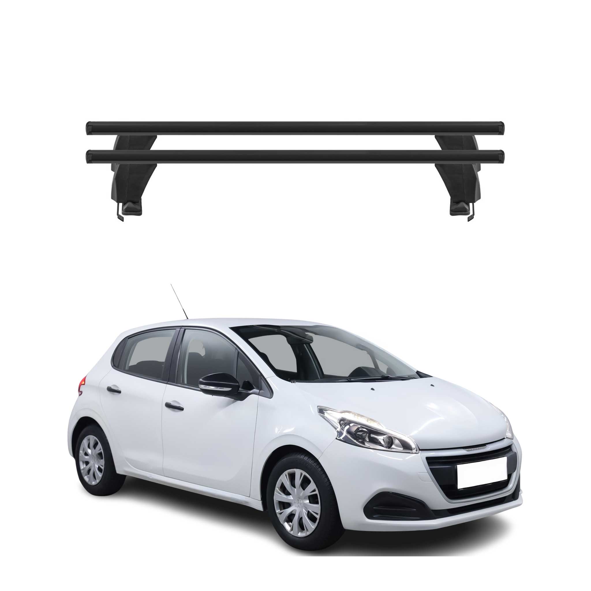Menabo Barres de toit Transversales pour Peugeot 208 2015-2019 Alu Noir 2x ABE