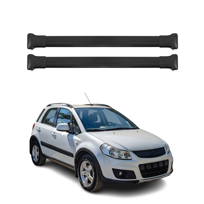 Barres de toit transversales pour Suzuki SX4 2006-2013 Noir Aluminium