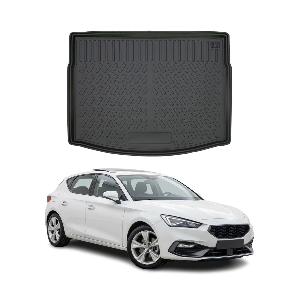 Tapis de coffre pour Seat Leon E-Hybrid Plug-In-Hybrid PHEV 2020-2027 Noir TPE