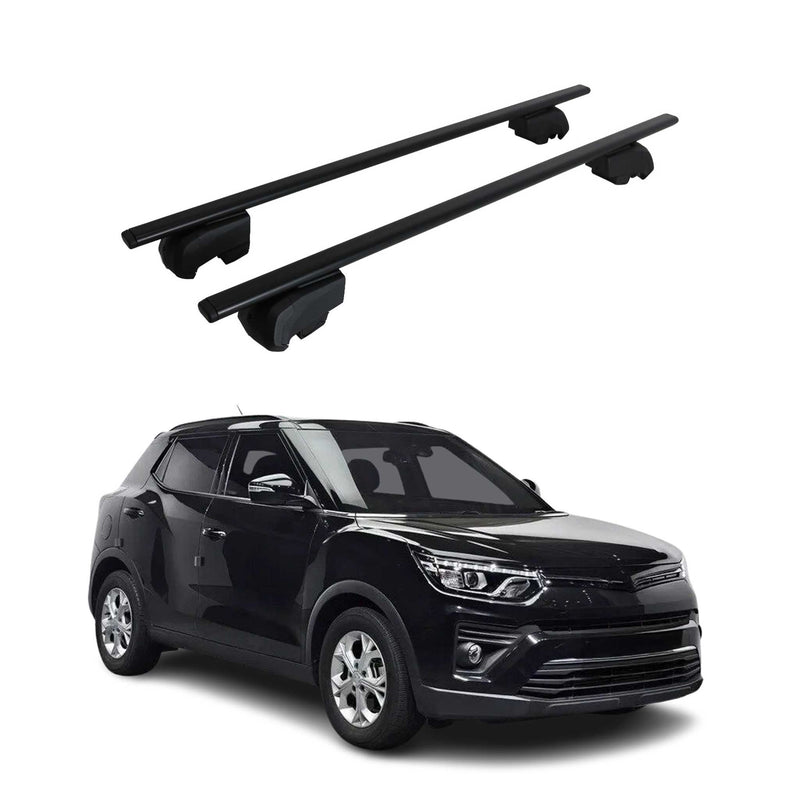 Barres de toit Transversales pour Ssangyong Tivoli 2020-2023 ABE Fer Noir 2x