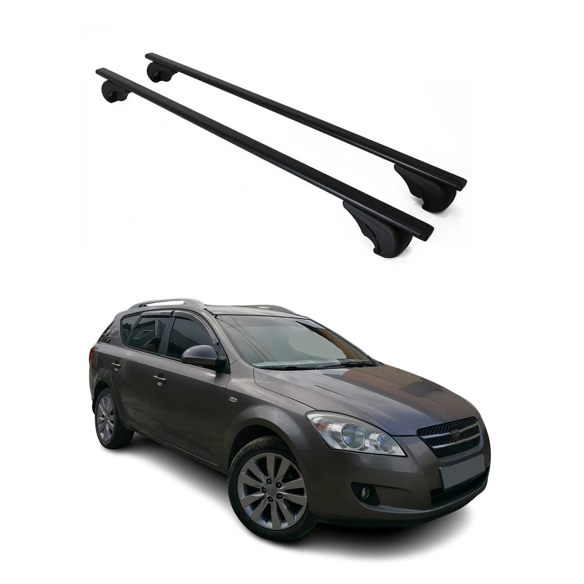 Barres de toit Transversales pour Kia Ceed Break 2007-2012 Fer Noir