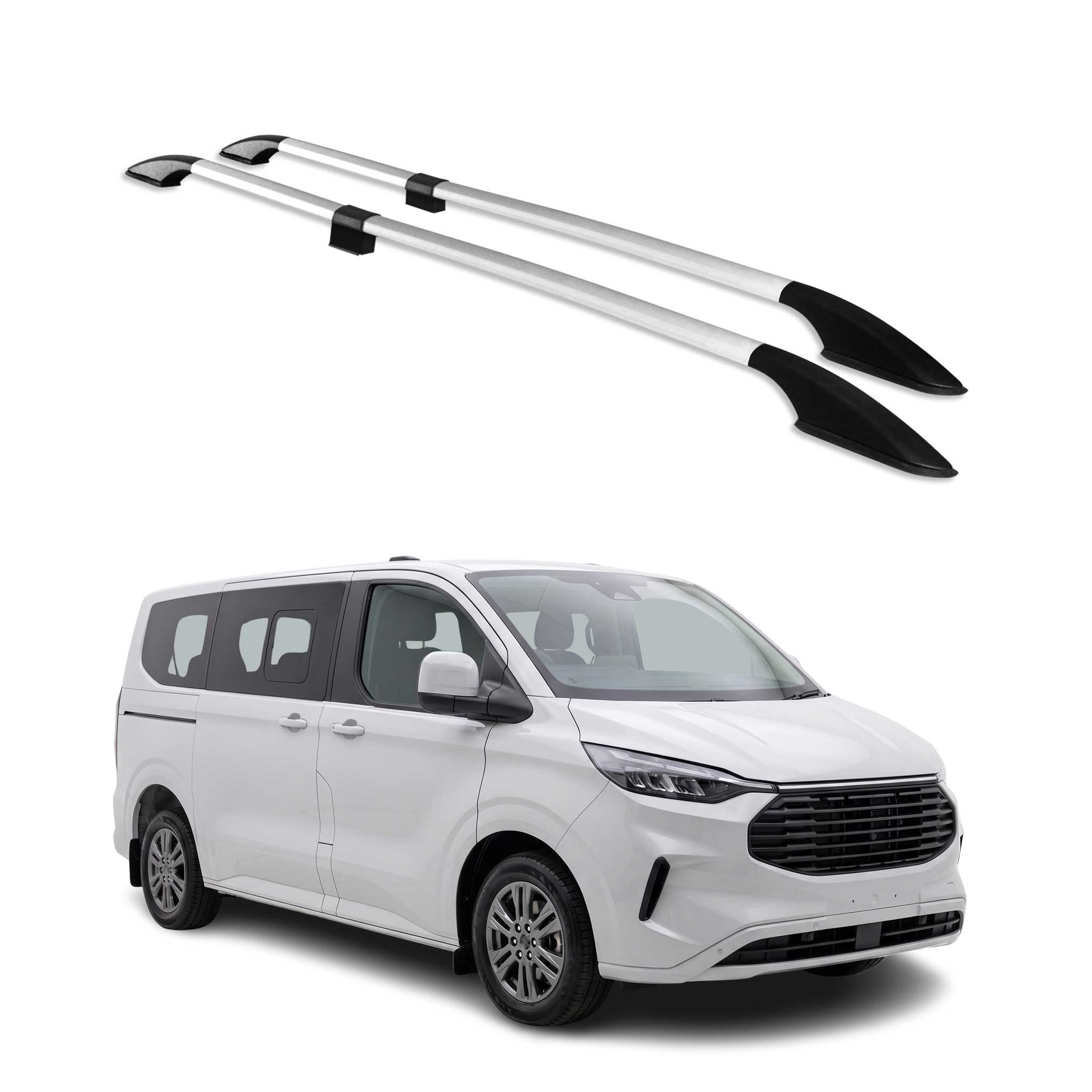 Barres de toit longitudinales pour Ford Tourneo Custom II 2023-2026 L1 Alu Gris