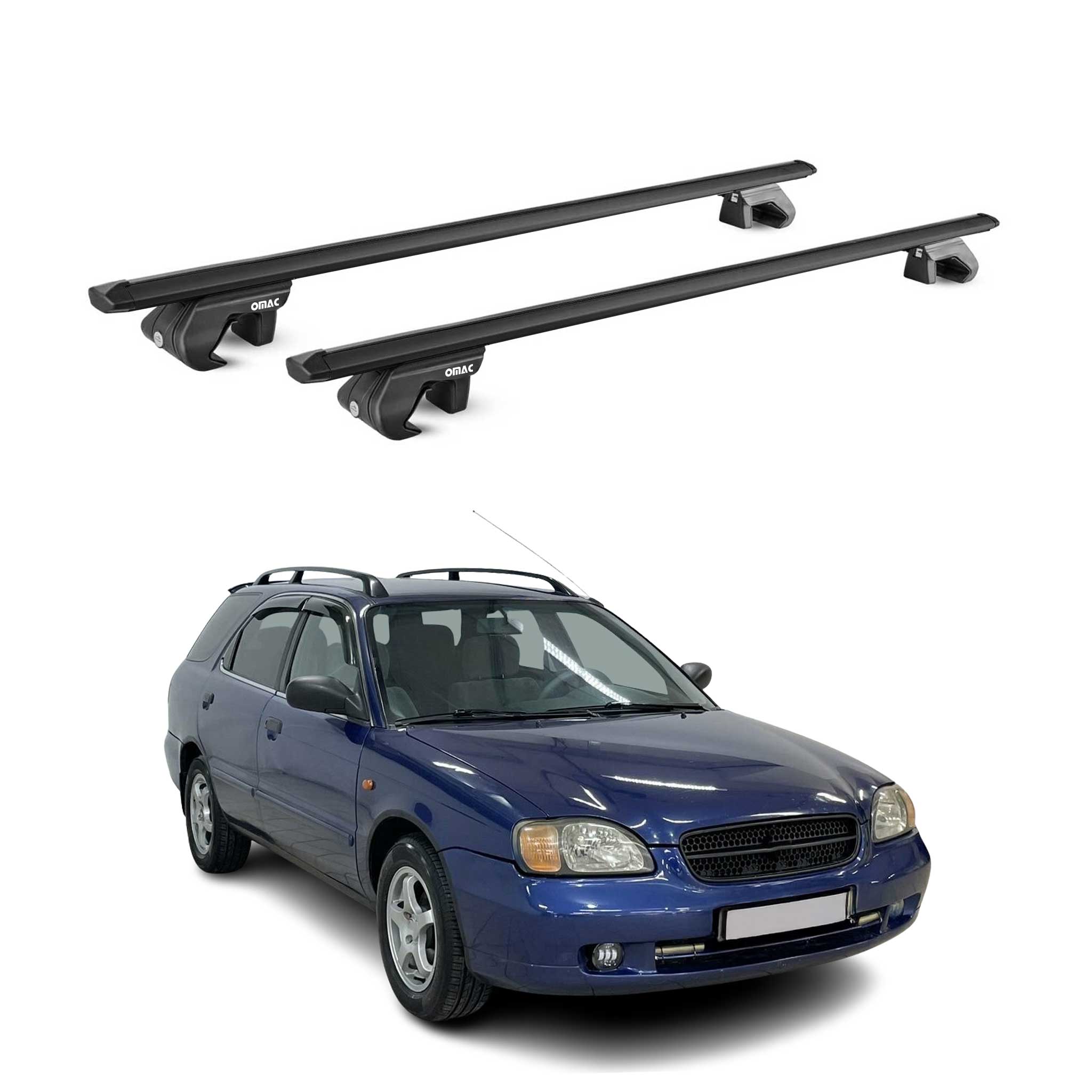 Barres de toit transversales pour Suzuki Baleno Break 1995-2002 Alu Noir ABE