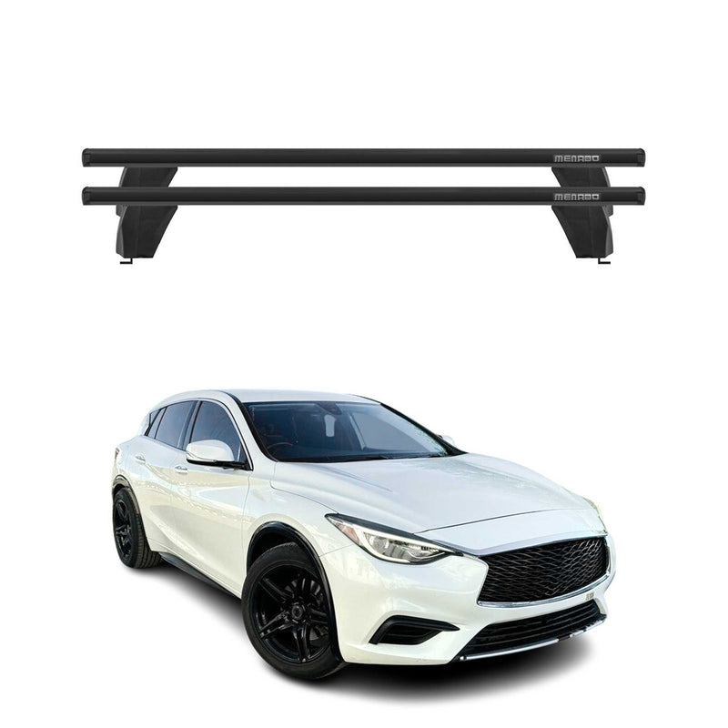 Menabo Barres de toit Transversales pour Infiniti QX30 2016-2019 Noir ABE 2x