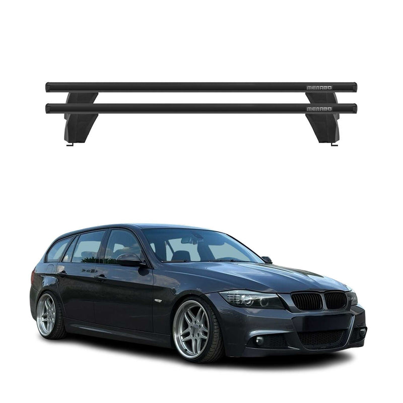 Menabo Barres de transversales pour BMW Série 3 E90 E91 E92 2004-2013 Alu Noir
