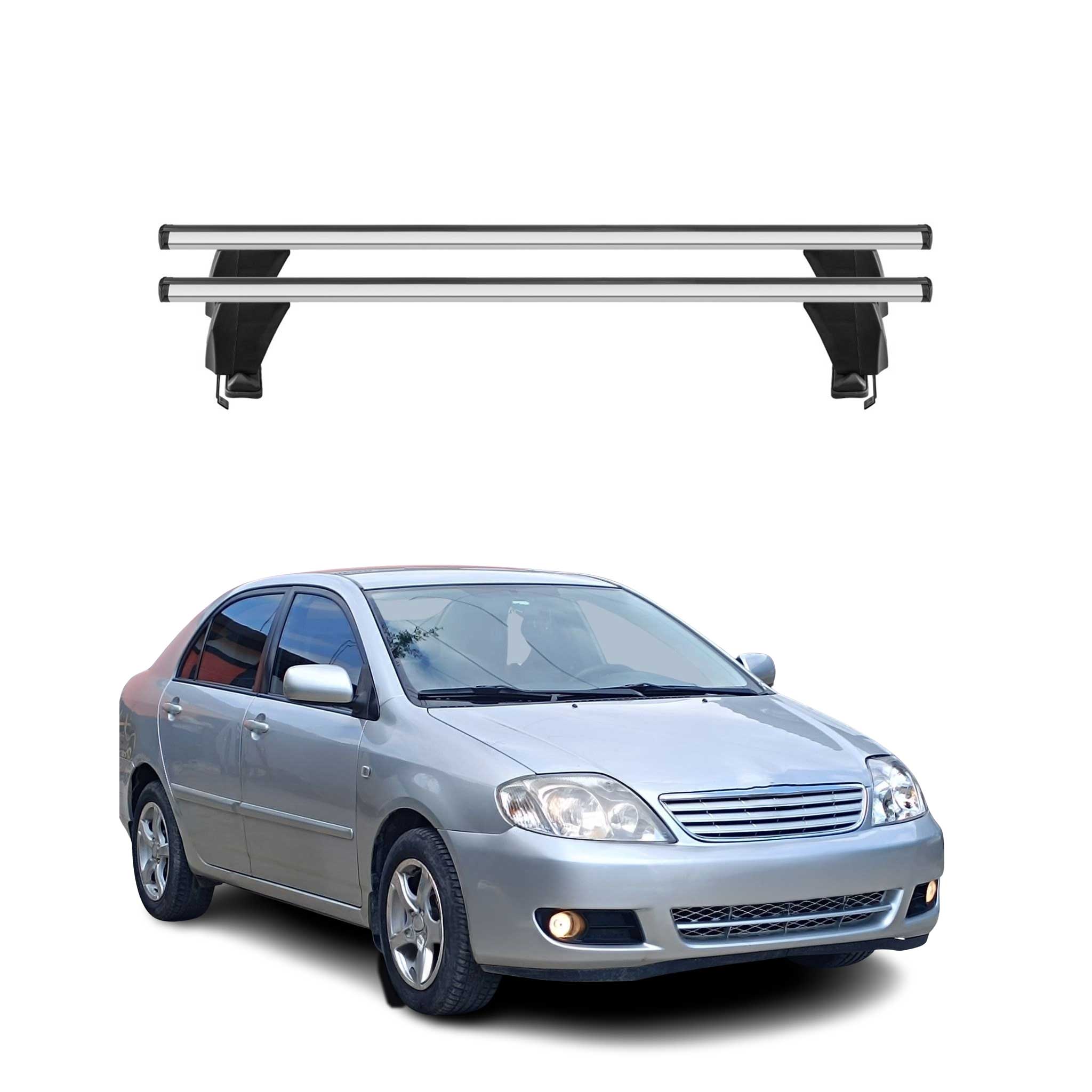 Menabo Barres de toit Transversales pour Toyota Corolla Berline 2002-2019 Gris