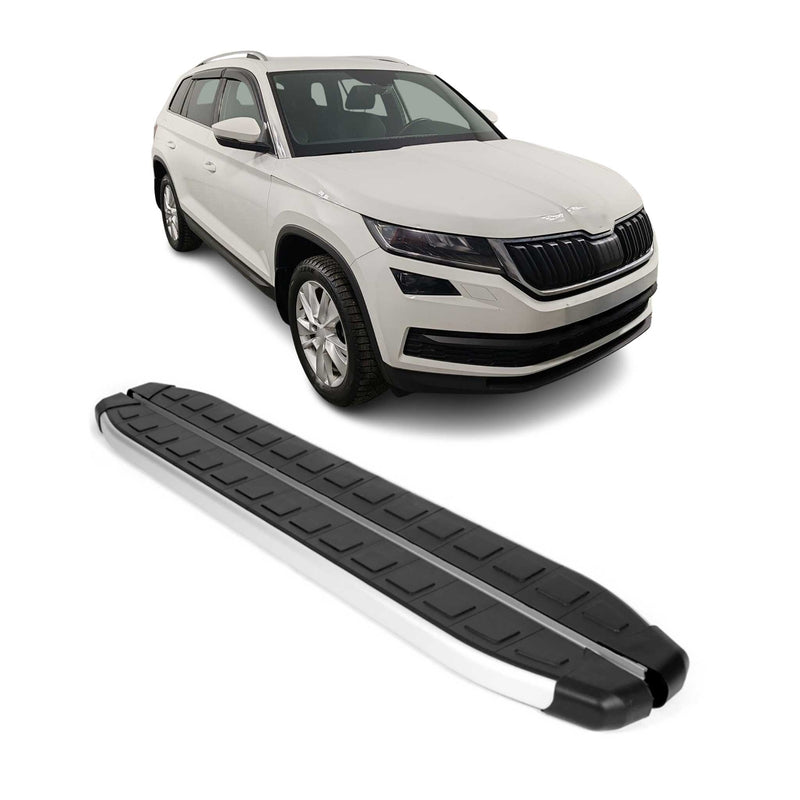Marchepieds Latéraux pour Skoda Kodiaq 2017-2023 Aluminium Noir Gris 2Pcs