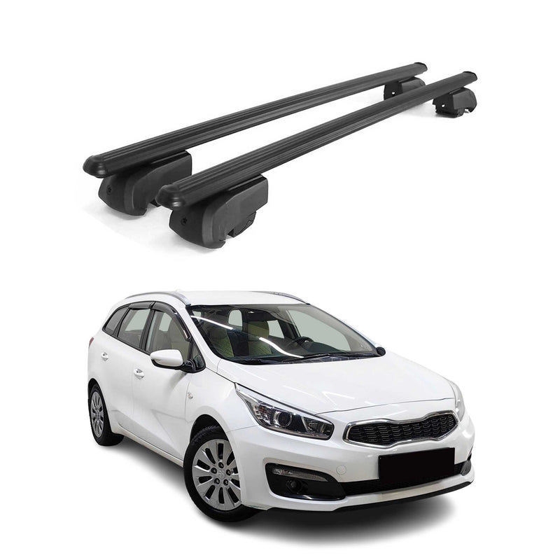 Barres de toit Transversales pour Kia Ceed Break 2012-2018 Alu Noir ABE