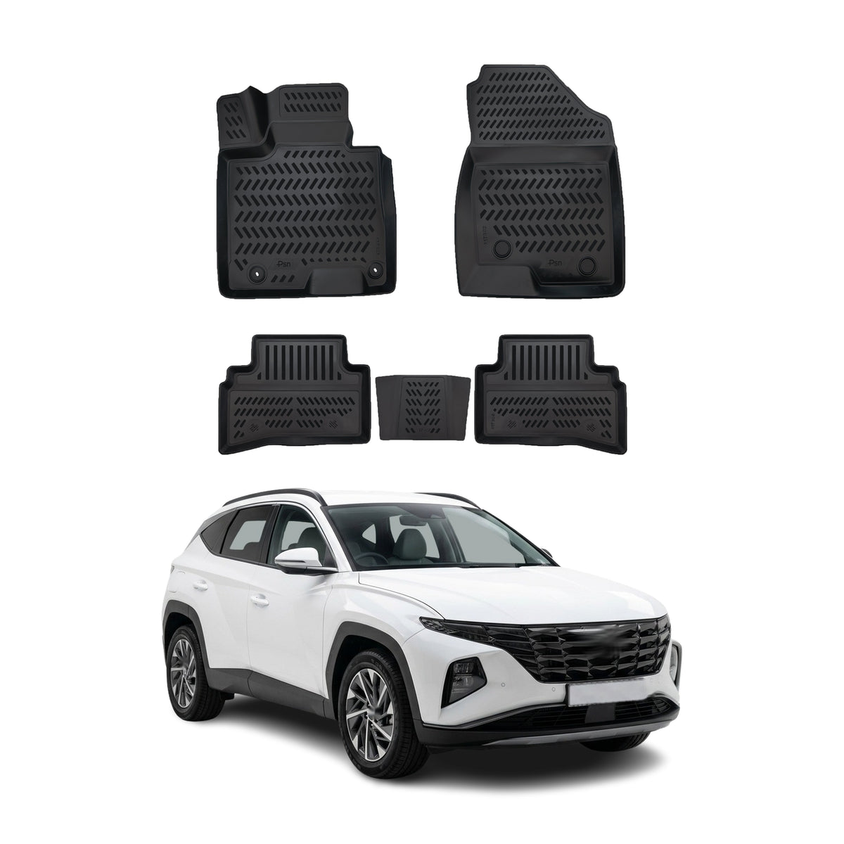Tapis de sol pour Hyundai Tucson 2021-2027 ICE/MHEV Noir 3D en TPE 4x